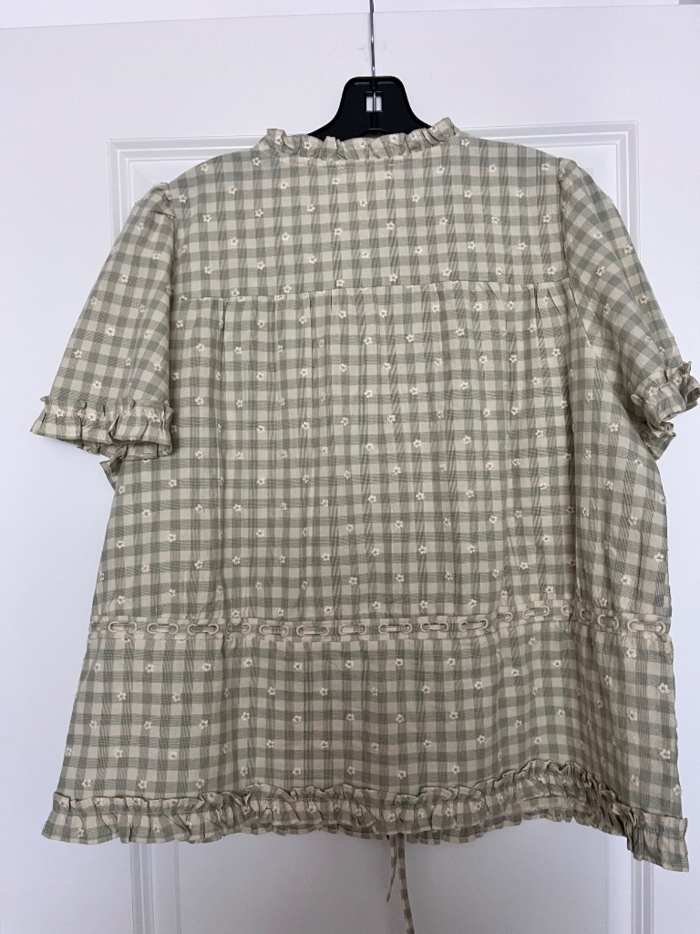 Sezane Shenali blouse in checked daisy print - Picture 3 of 4